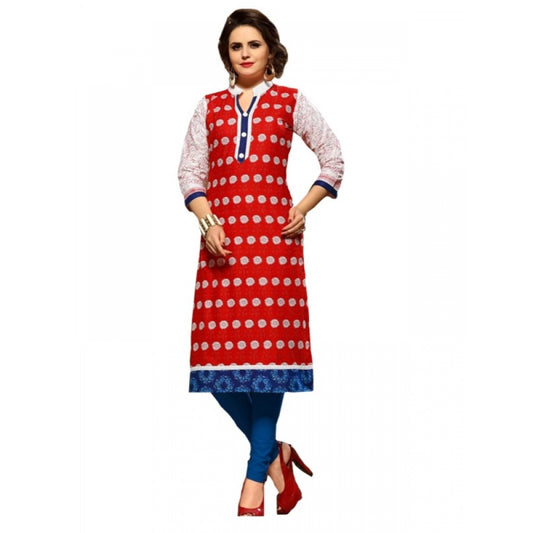 Amfyn Women's Cotton Kurtis (Red, Multi, L)