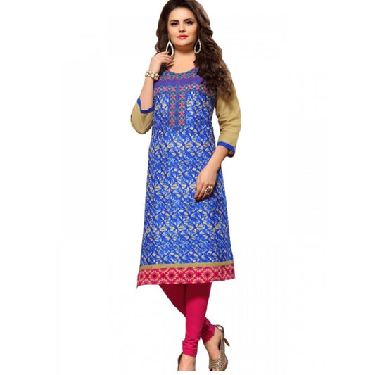 Amfyn Women's Cotton Kurtis (Blue, Multi, XL)