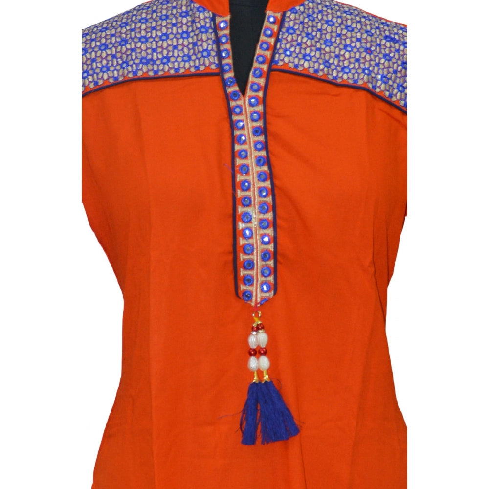 Amfyn Women's Rayon Kurtis (Orange, XXL)