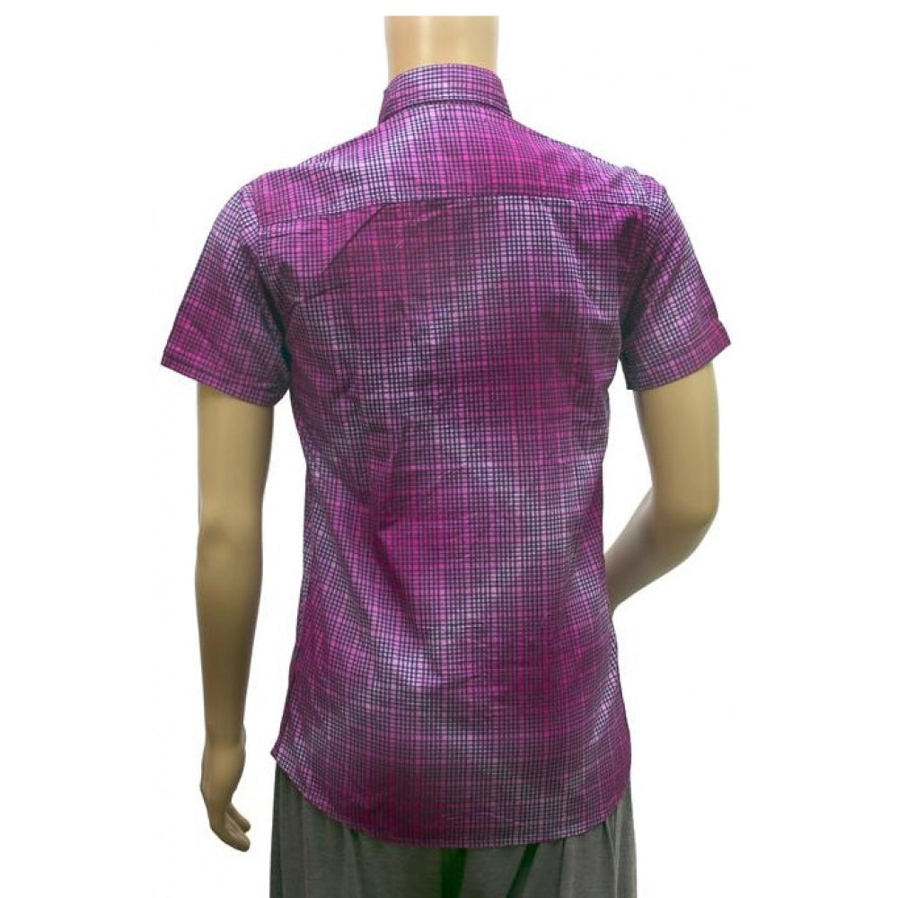 Amfyn Mens Cotton Mix Casual Men Shirts (Violet, L)