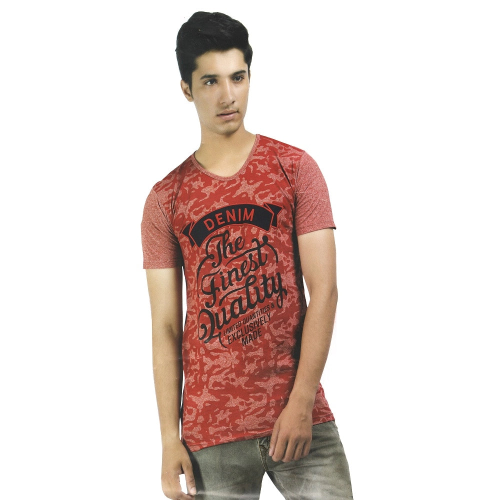 Amfyn Mens Hosiery Printed Men Tshirts (Red, S)