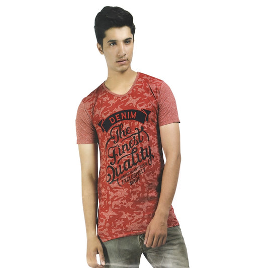 Fashion Mens Hosiery Printed Men Tshirts (Red, S)