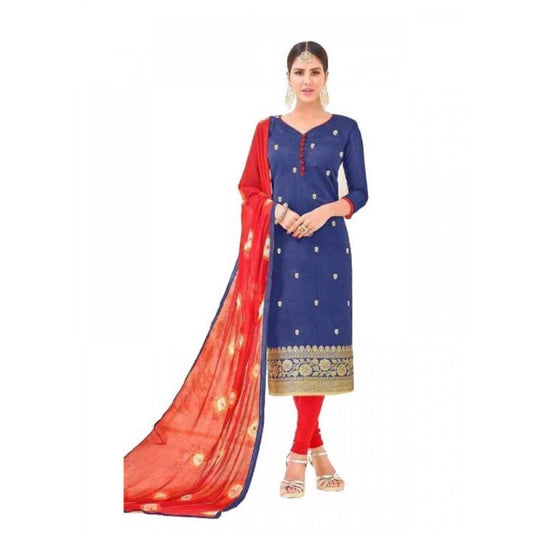 Amfyn Womens Cotton Regular Unstitched Salwar-Suit Material With Dupatta (Blue, Red, 2 mtr)