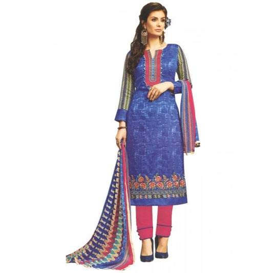 Amfyn Womens Cotton mix Regular Unstitched Salwar-Suit Material With Dupatta (Blue, 2 mtr)