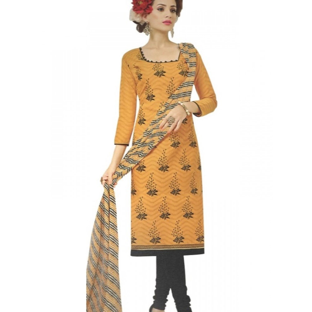 Amfyn Womens Cotton Regular Unstitched Salwar-Suit Material With Dupatta (Yellow, 2 mtr)