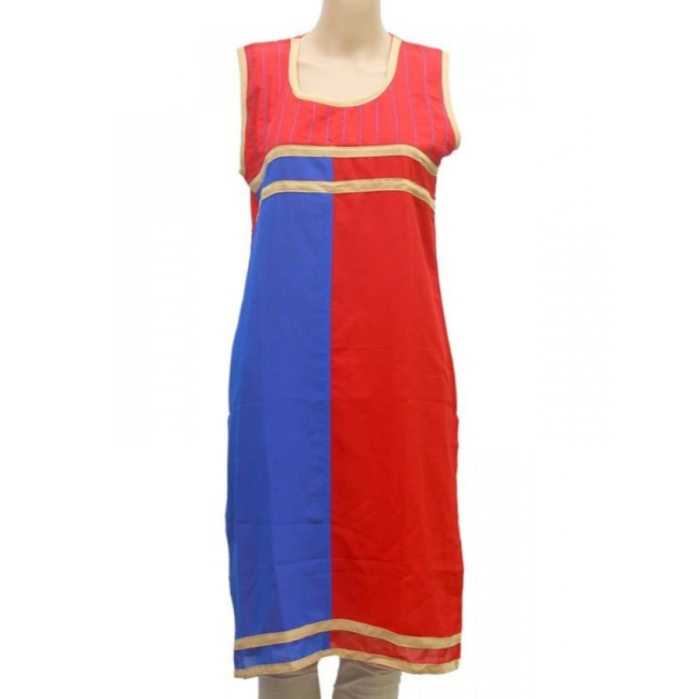 Amfyn Women's Synthetic Kurtis (Red, Blue, M)