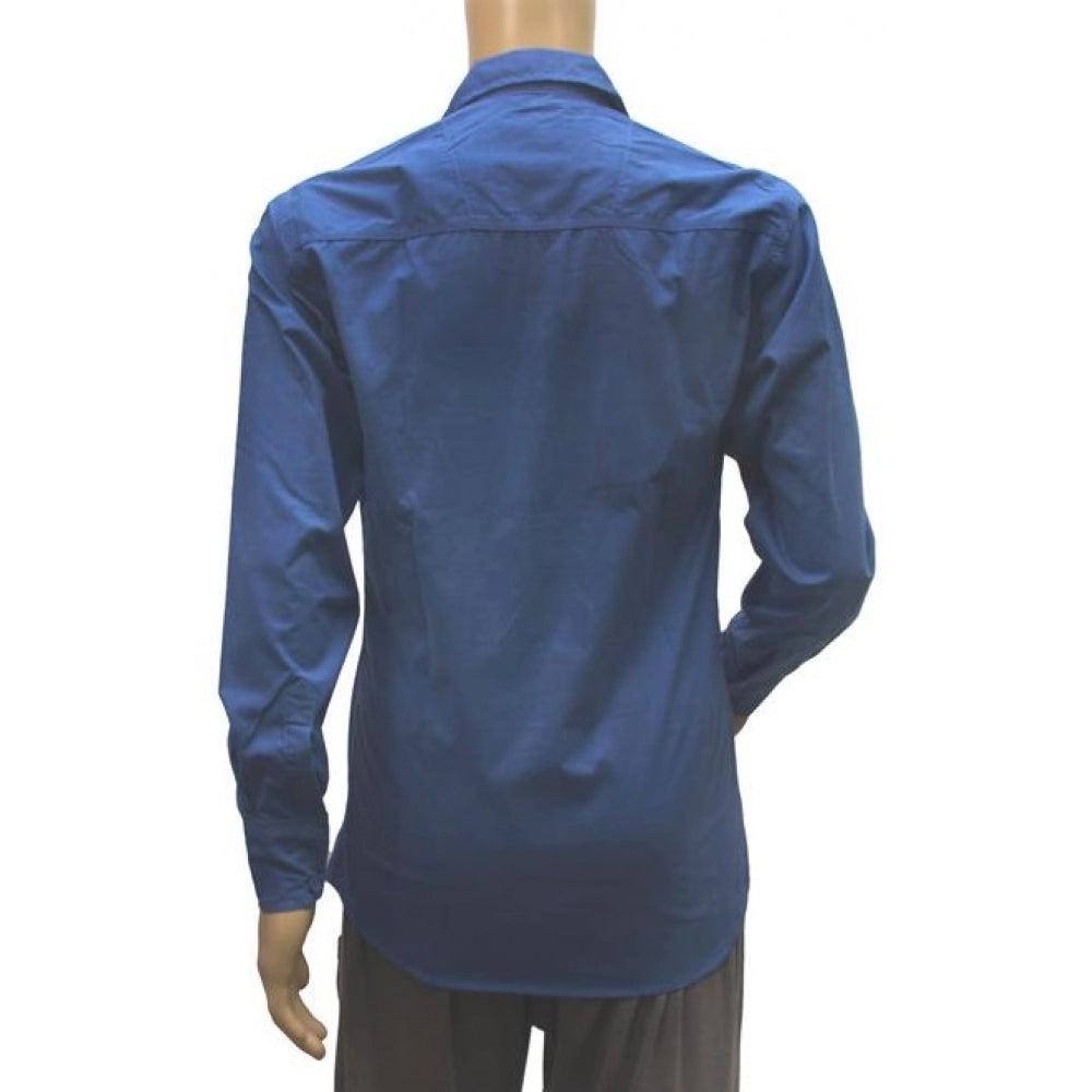 Amfyn Mens Cotton Casual Men Shirts (Blue, L)