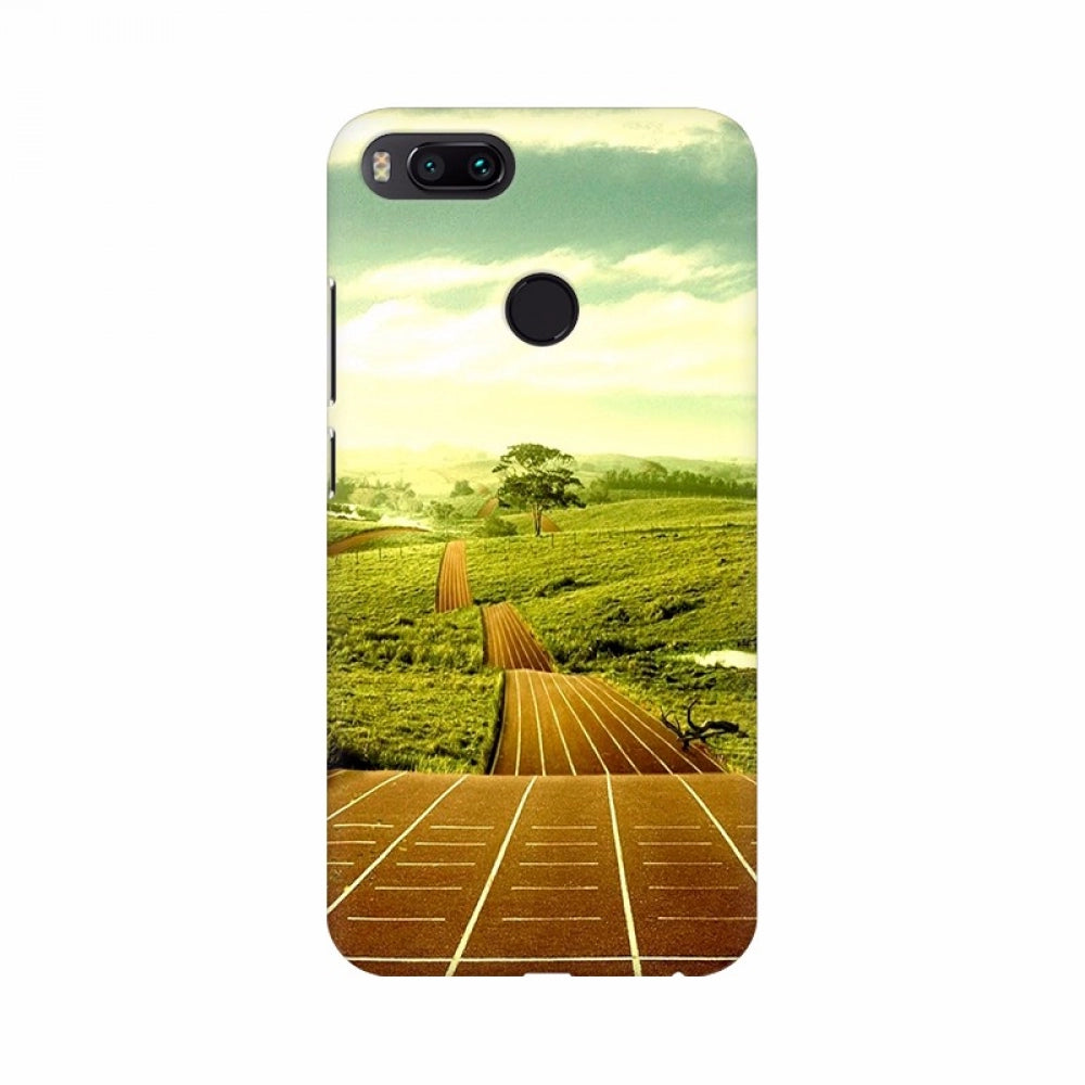 Digital Art Green Village and Race track Mobile Case Cover