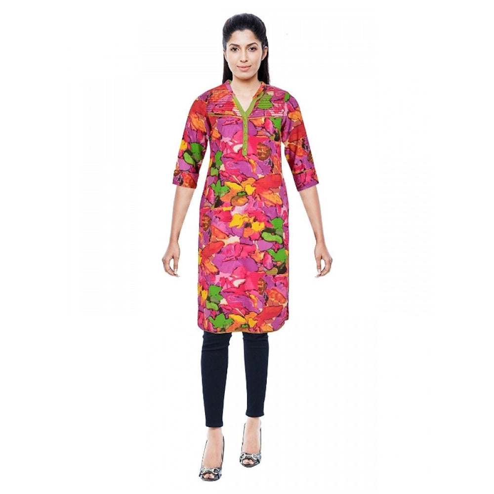 Amfyn Women's Cotton Kurtis (Pink, L)