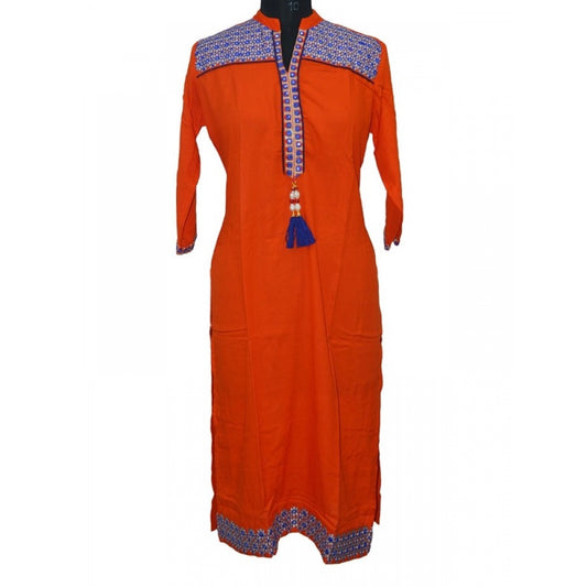 Amfyn Women's Rayon Kurtis (Orange, XXL)