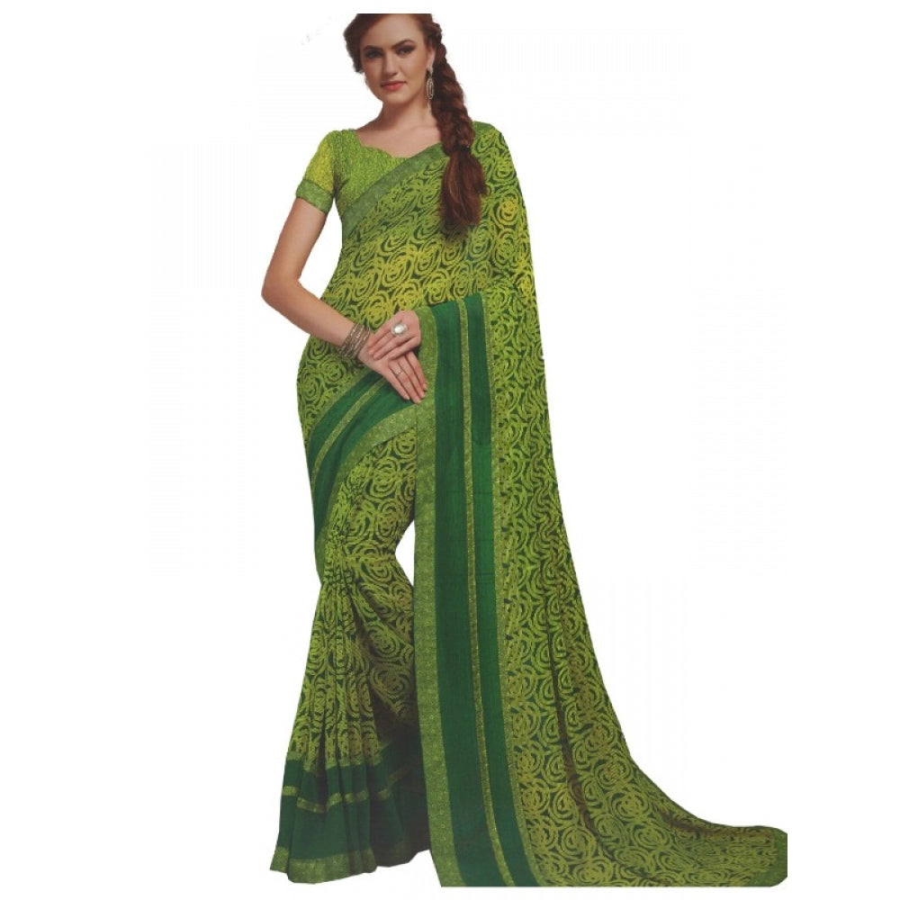 Amfyn Womens Georgette Digital Printed Saree (Green, 6.25 Mtr)