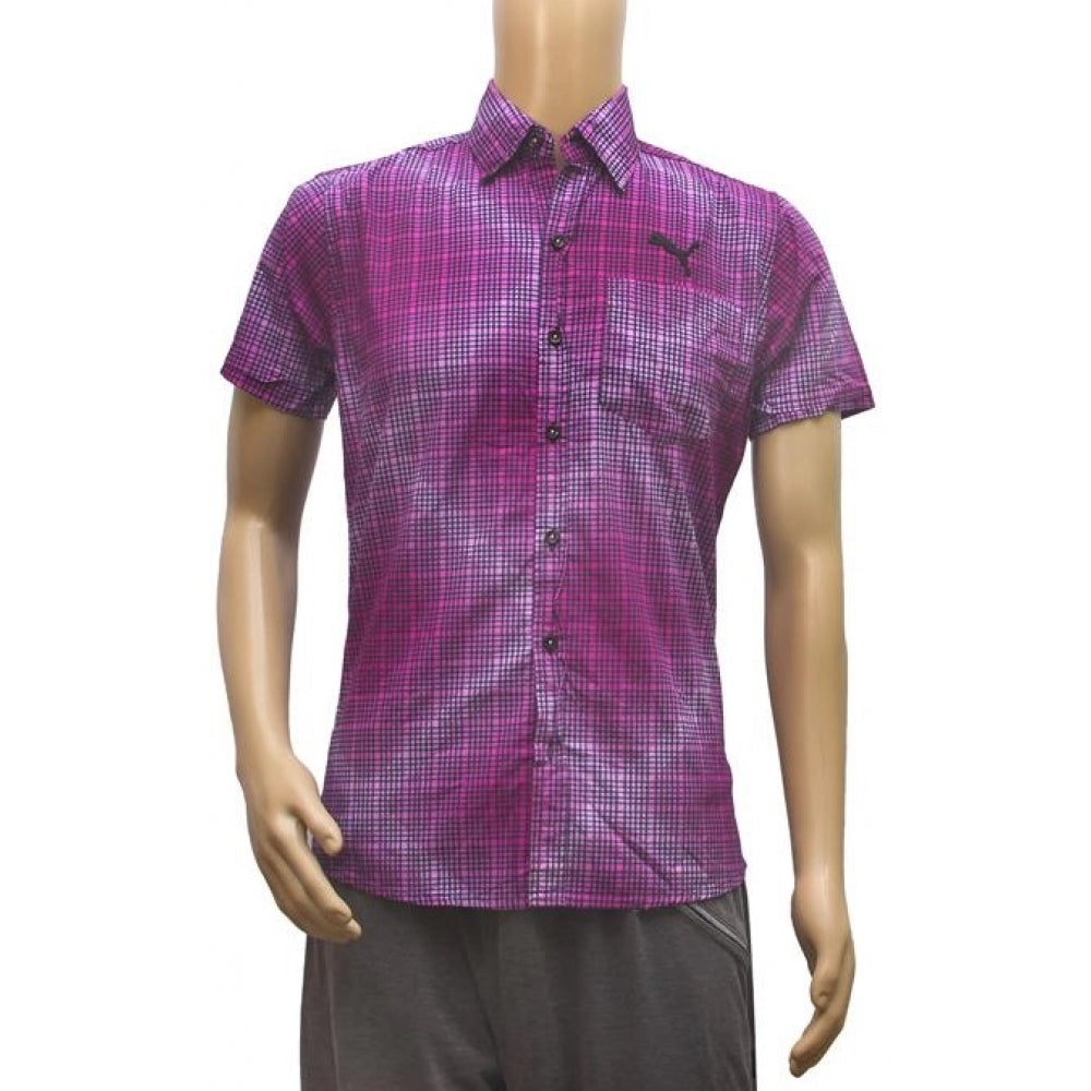 Amfyn Mens Cotton Mix Casual Men Shirts (Violet, L)