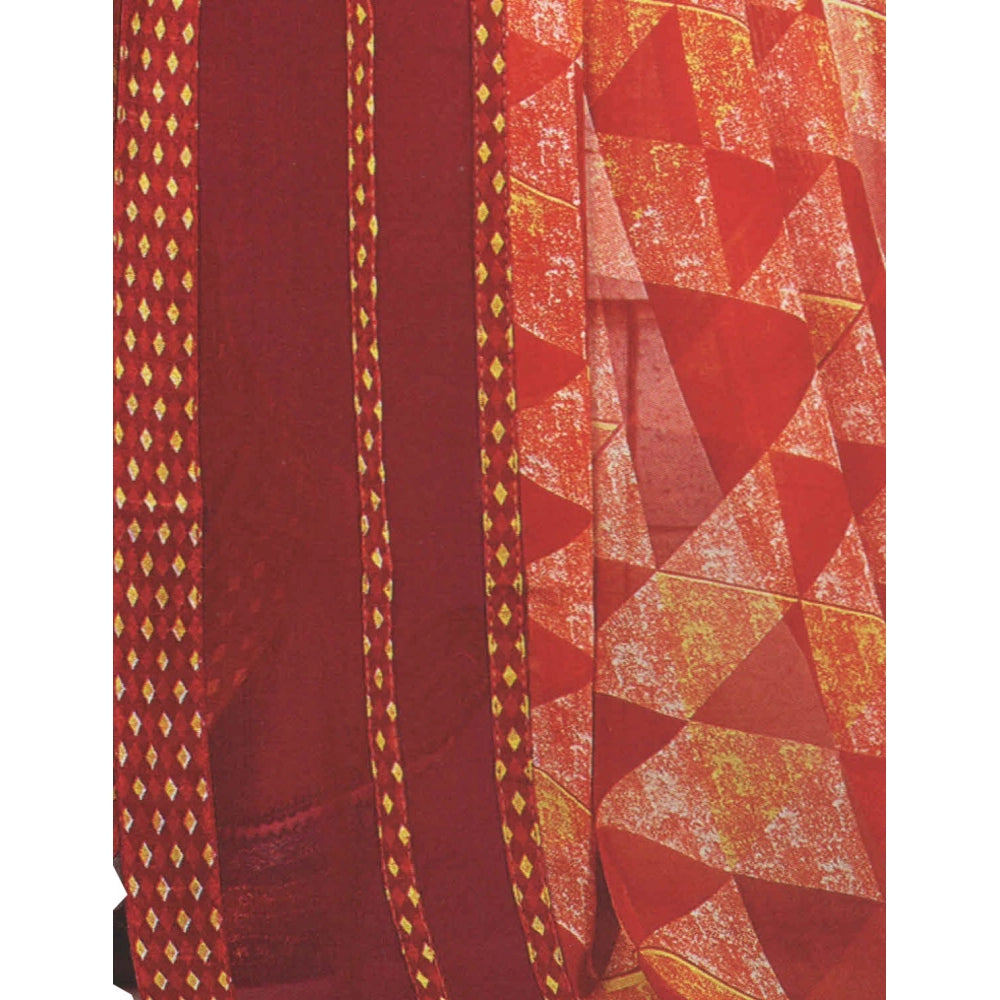 Amfyn Womens Georgette Digital Printed Saree (Red, 6.25 Mtr)