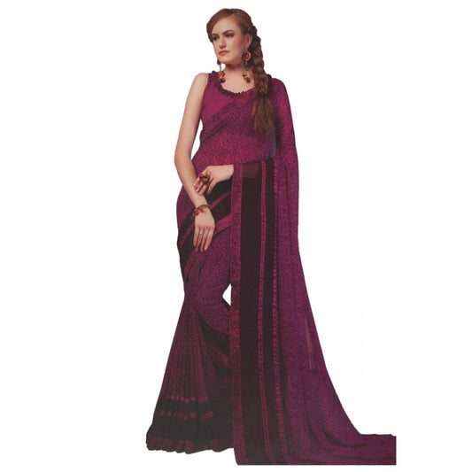 Amfyn Womens Georgette Digital Printed Saree (Purple, 6.25 Mtr)