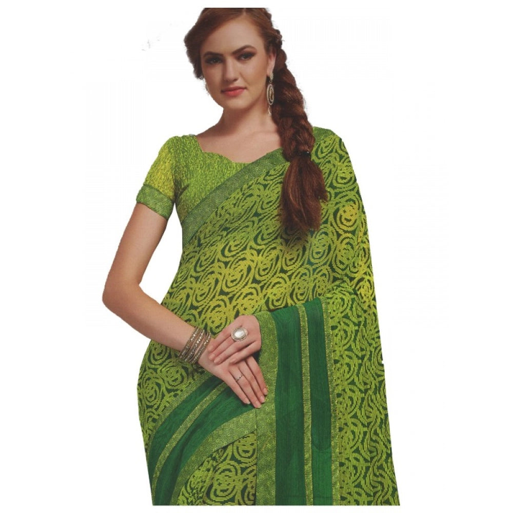 Amfyn Womens Georgette Digital Printed Saree (Green, 6.25 Mtr)