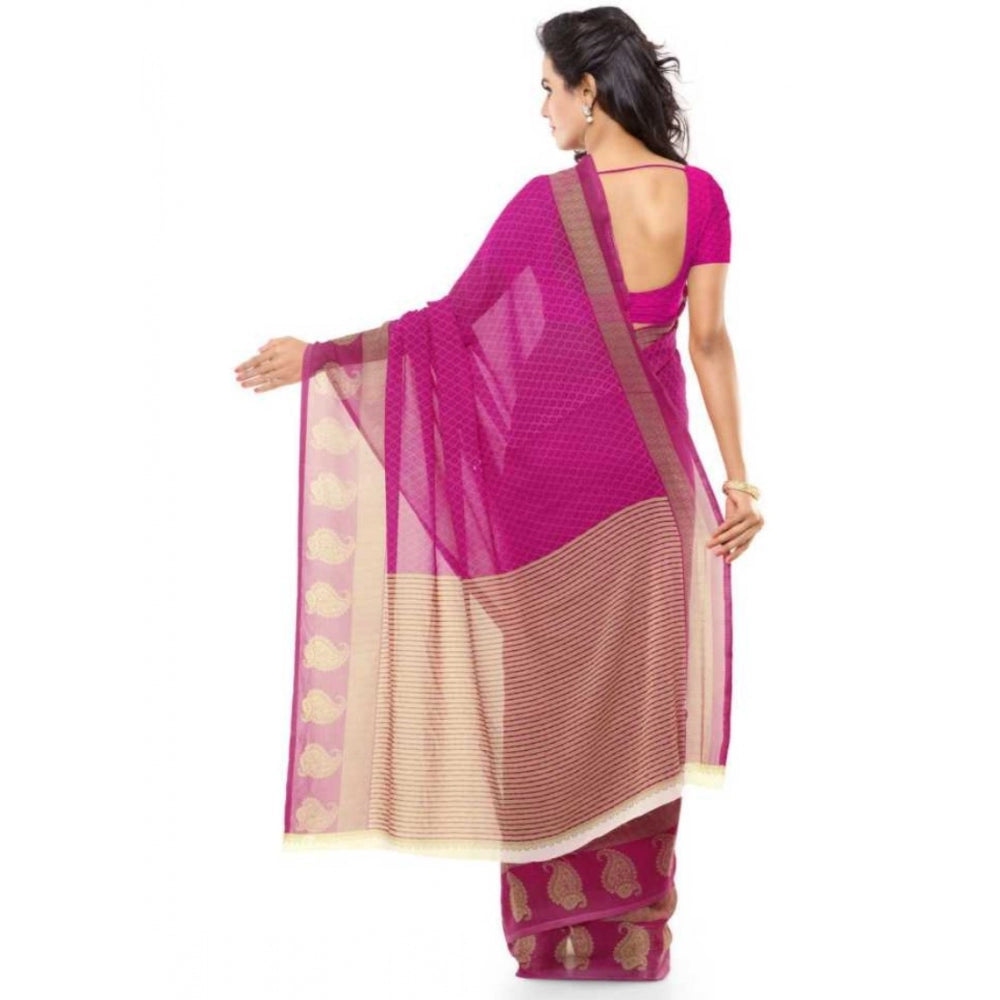 Printed Faux Georgette Pink Color Saree