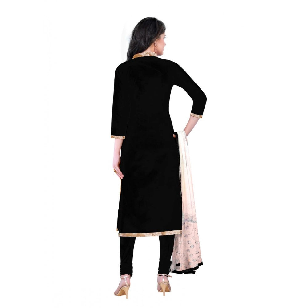 Amfyn Women's Cotton Unstitched Salwar-Suit Material With Dupatta (Black, 2-2.5mtrs)