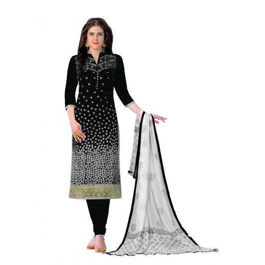 Fashion Women's Cotton Unstitched Salwar-Suit Material With Dupatta (Black, 2-2.5mtrs)