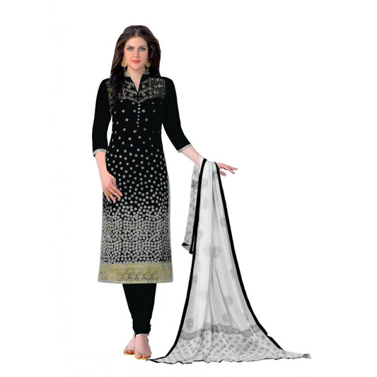 Amfyn Women's Cotton Unstitched Salwar-Suit Material With Dupatta (Black, 2-2.5mtrs)