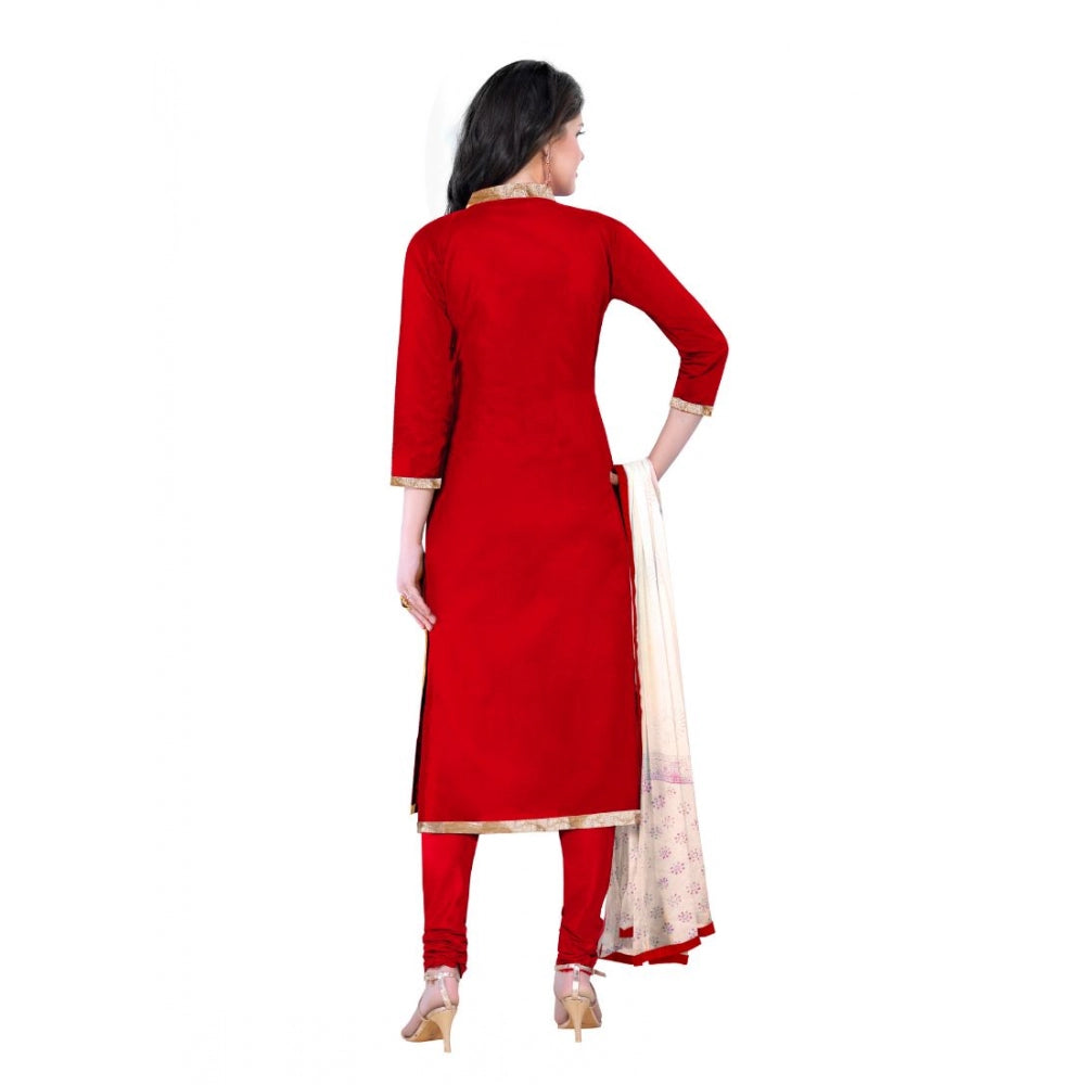 Amfyn Women's Cotton Unstitched Salwar-Suit Material With Dupatta (Red, 2-2.5mtrs)