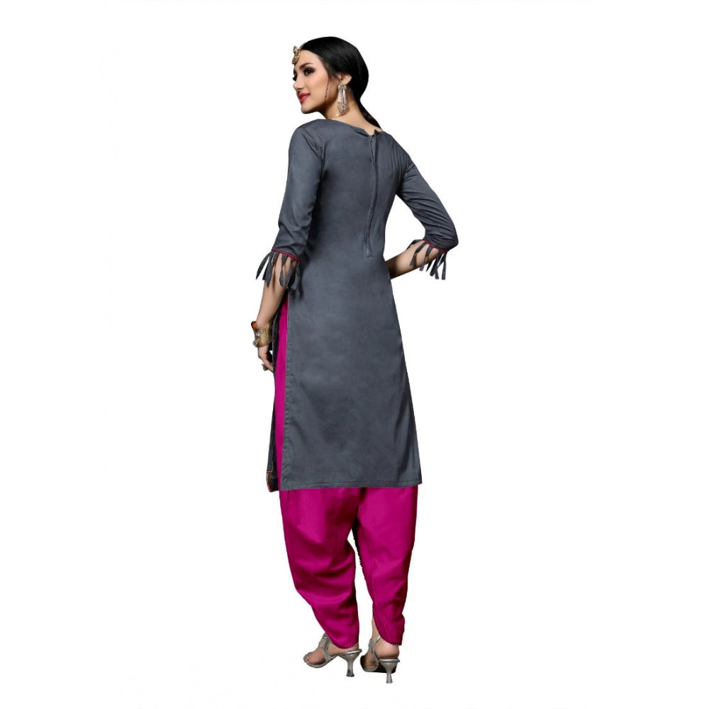 Amfyn Women's Cotton Unstitched Salwar-Suit Material With Dupatta (Grey, 2-2.5mtrs)