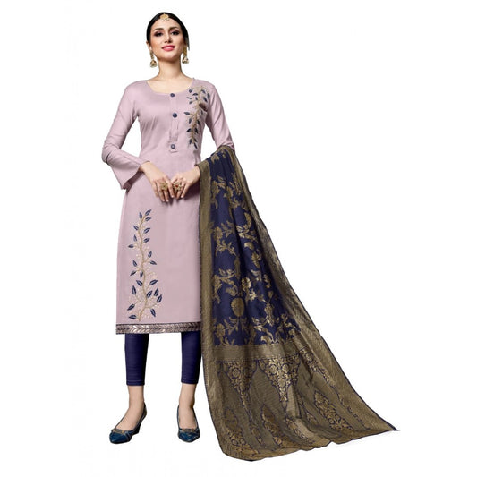 Fashion Women's Cotton Unstitched Salwar-Suit Material With Dupatta (Pink, 2-2.5mtrs)