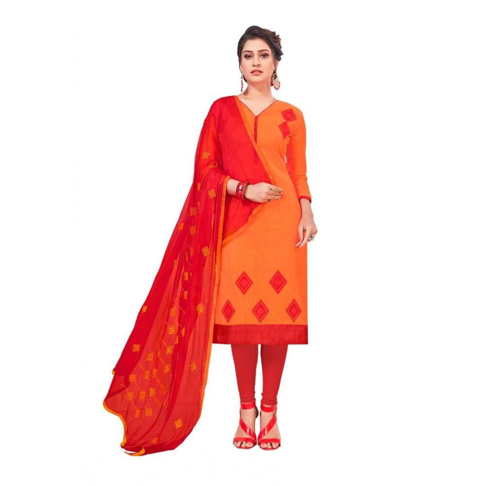 Amfyn Women's Slub Cotton Unstitched Salwar-Suit Material With Dupatta (Oranage, 2-2.5mtrs)