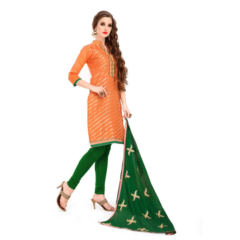 Amfyn Women's Banarasi Jacquard Unstitched Salwar-Suit Material With Dupatta (Oranage, 2-2.5mtrs)