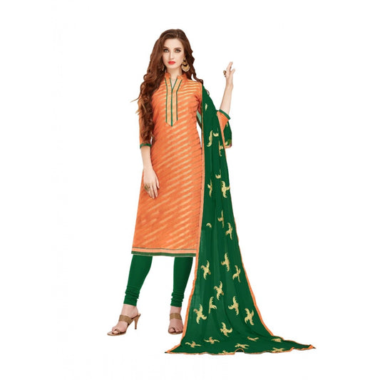 Amfyn Women's Banarasi Jacquard Unstitched Salwar-Suit Material With Dupatta (Oranage, 2-2.5mtrs)