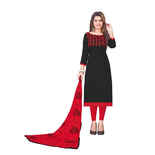 Amfyn Women's Glaze Cotton Unstitched Salwar-Suit Material With Dupatta (Black, 2-2.5mtrs)