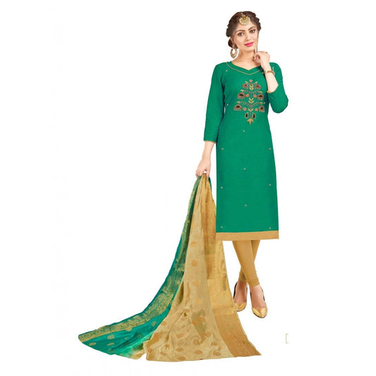 Amfyn Women's South Slub Cotton Unstitched Salwar-Suit Material With Dupatta (Green, 2-2.5mtrs)