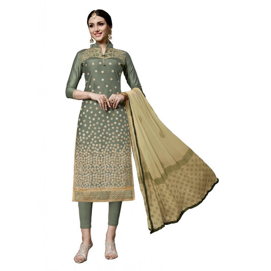Fashion Women's Cotton Unstitched Salwar-Suit Material With Dupatta (Light Green, 2-2.5mtrs)