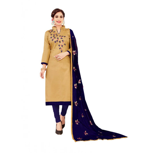 Amfyn Women's Glaze Cotton Unstitched Salwar-Suit Material With Dupatta (Sandel, 2-2.5mtrs)