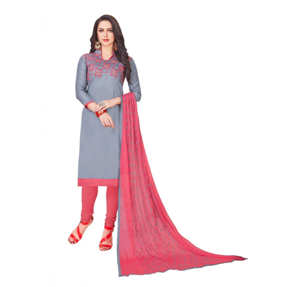 Amfyn Women's Glaze Cotton Unstitched Salwar-Suit Material With Dupatta (Ash , 2-2.5mtrs)