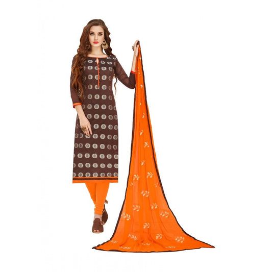 Amfyn Women's Banarasi Jacquard Unstitched Salwar-Suit Material With Dupatta (Brown, 2-2.5mtrs)