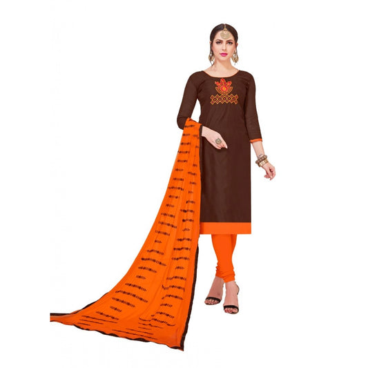 Amfyn Women's Modal Silk Unstitched Salwar-Suit Material With Dupatta (Brown, 2-2.5mtrs)