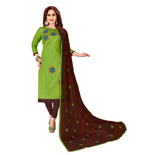 Amfyn Women's Glaze Cotton Unstitched Salwar-Suit Material With Dupatta (Green, 2-2.5mtrs)