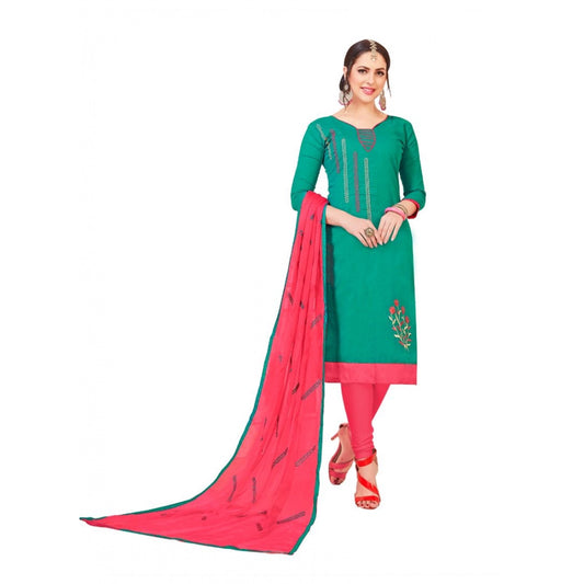 Amfyn Women's Slub Cotton Unstitched Salwar-Suit Material With Dupatta (Green, 2-2.5mtrs)