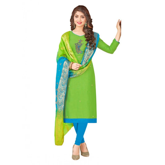 Amfyn Women's South Slub Cotton Unstitched Salwar-Suit Material With Dupatta (Green, 2-2.5mtrs)