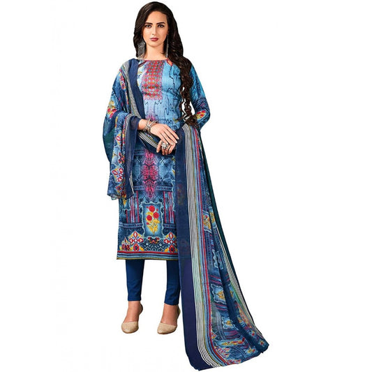 Amfyn Women's Cotton Unstitched Salwar-Suit Material With Dupatta (Blue, 2.5 Mtr)