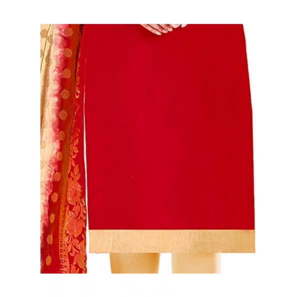 Amfyn Women's Slub Cotton Unstitched Salwar-Suit Material With Dupatta (Red, 2 Mtr)