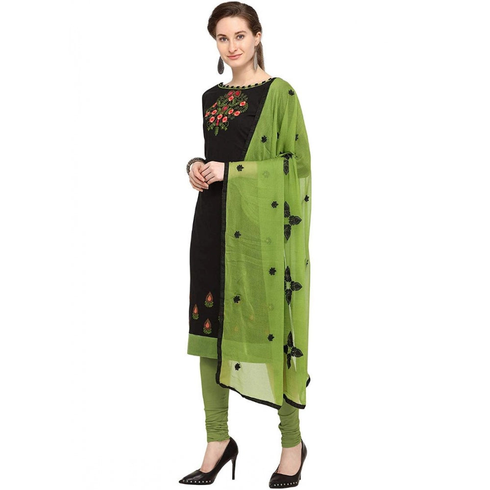 Amfyn Women's Slub Cotton Unstitched Salwar-Suit Material With Dupatta (Black, 2 Mtr)