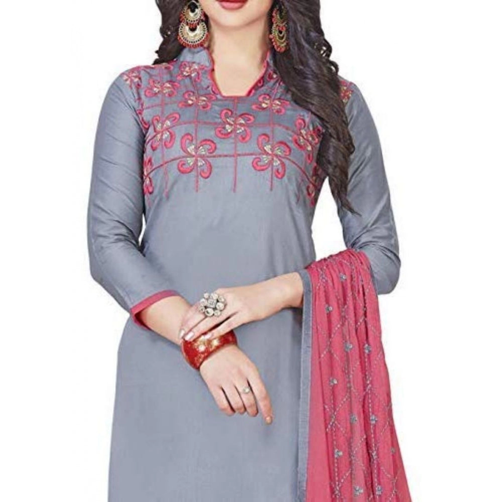 Amfyn Women's Glaze Cotton Unstitched Salwar-Suit Material With Dupatta (Grey, 2 Mtr)