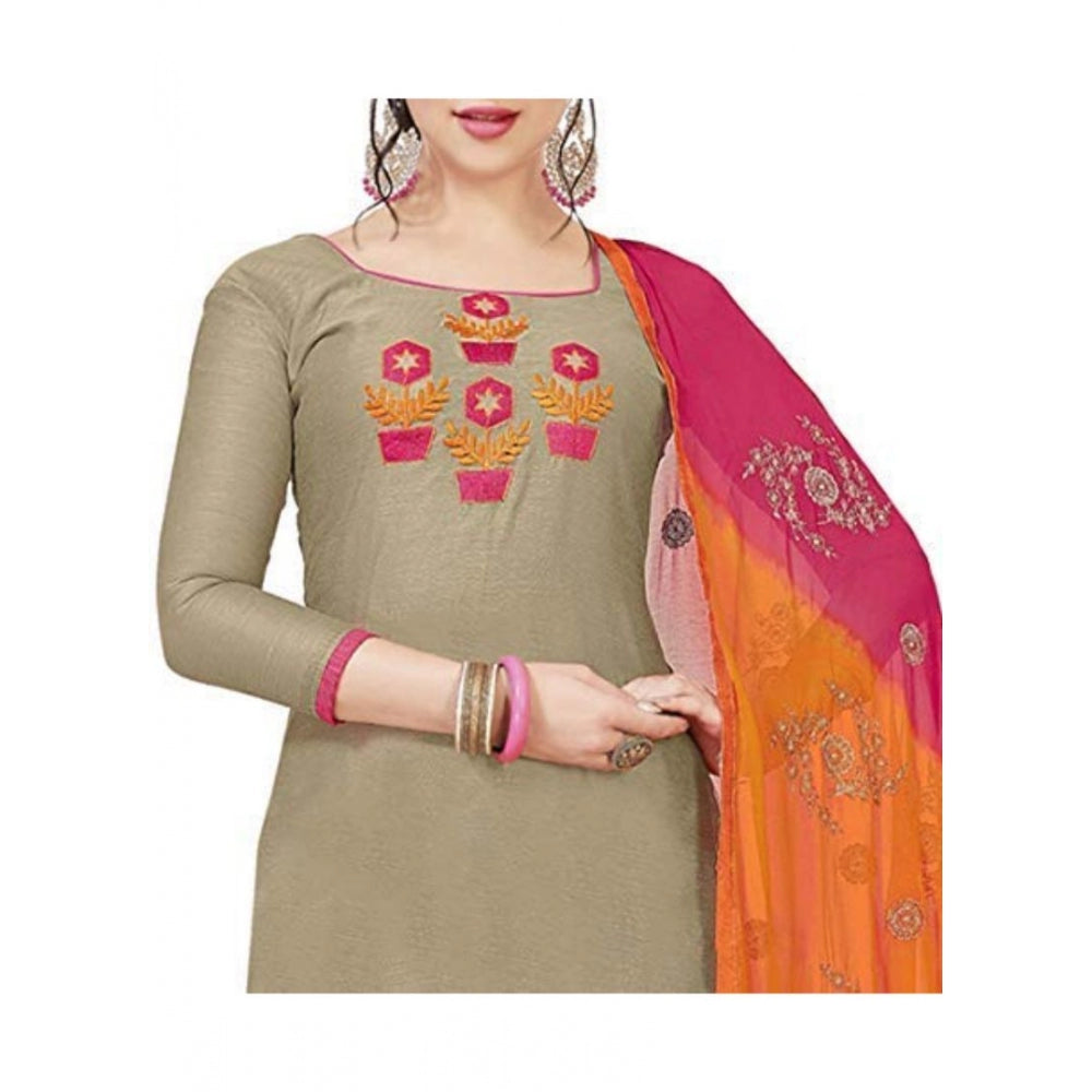 Amfyn Women's Modal Silk Unstitched Salwar-Suit Material With Dupatta (Beige, 2 Mtr)