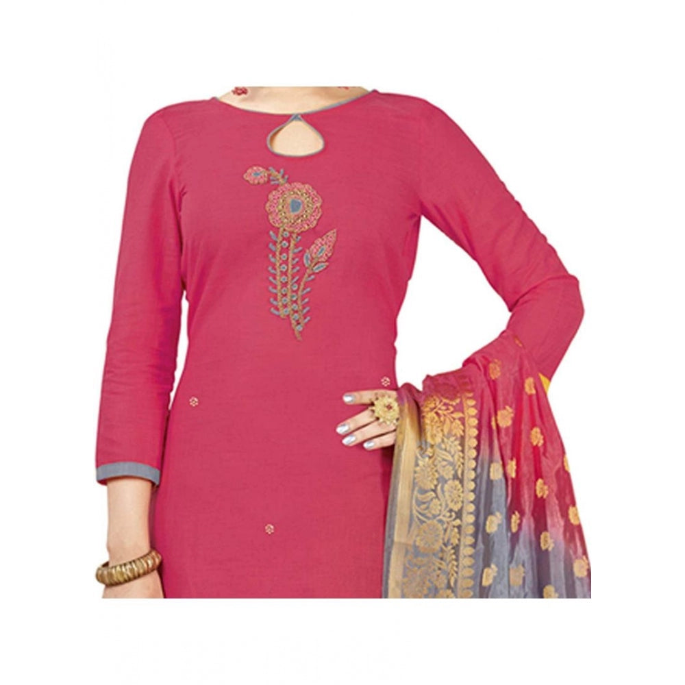 Amfyn Women's South Slub Cotton Unstitched Salwar-Suit Material With Dupatta (Pink, 2 Mtr)