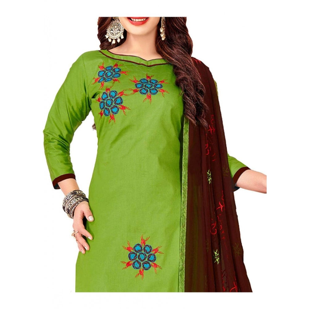 Amfyn Women's Glaze Cotton Unstitched Salwar-Suit Material With Dupatta (Green, 2 Mtr)