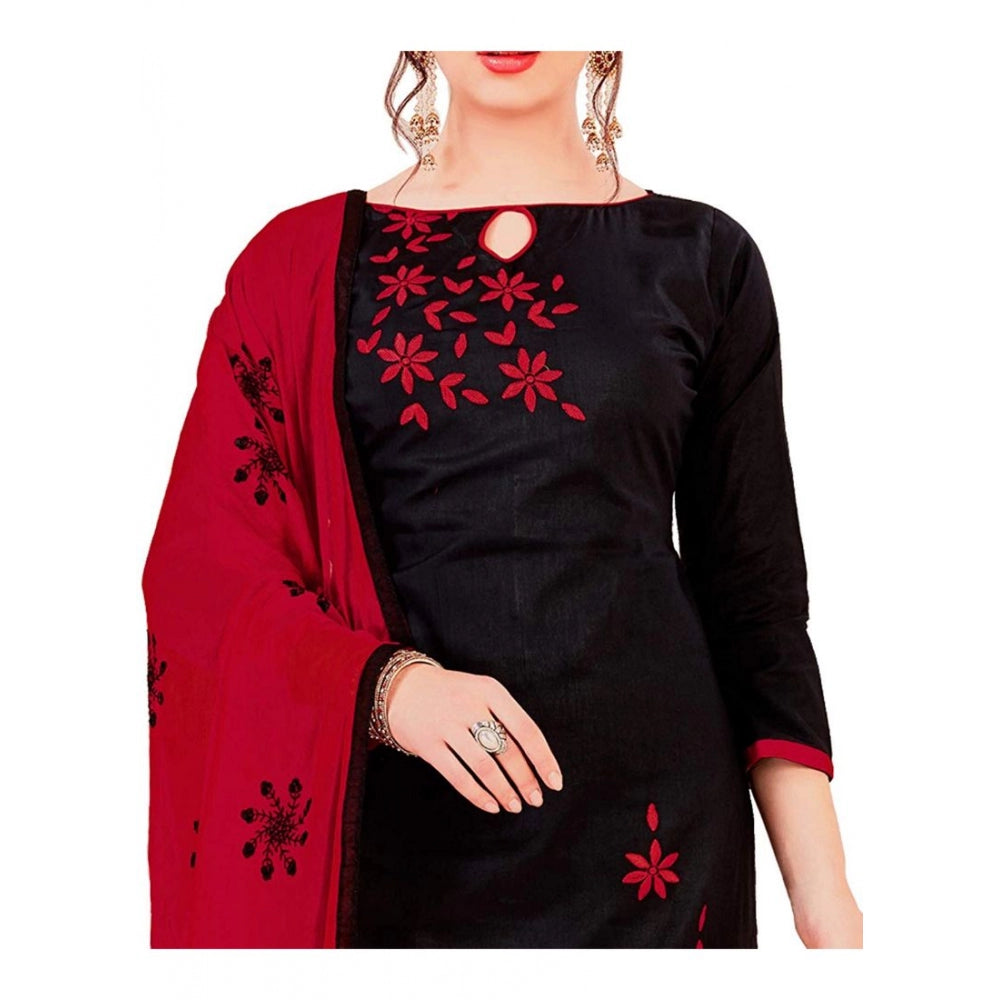 Amfyn Women's Glaze Cotton Unstitched Salwar-Suit Material With Dupatta (Black, 2 Mtr)