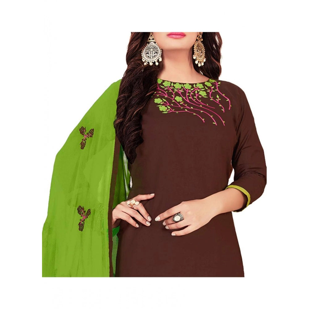 Amfyn Women's Glaze Cotton Unstitched Salwar-Suit Material With Dupatta (Brown, 2 Mtr)