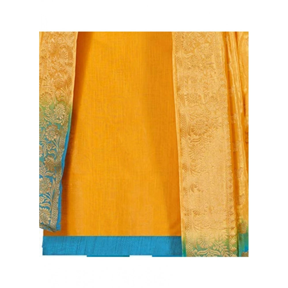 Amfyn Women's Slub Cotton Unstitched Salwar-Suit Material With Dupatta (Yellow, 2 Mtr)