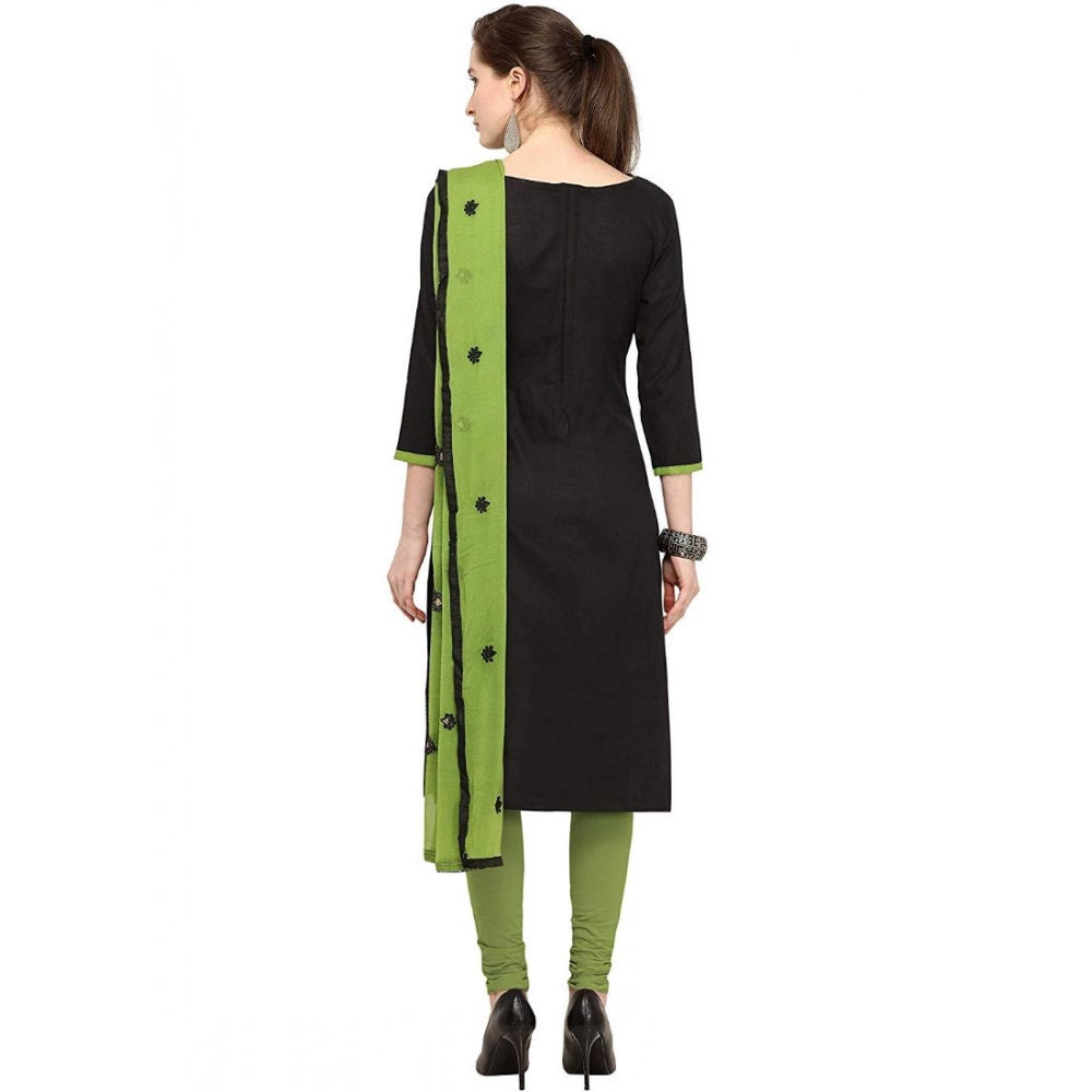 Amfyn Women's Slub Cotton Unstitched Salwar-Suit Material With Dupatta (Black, 2 Mtr)